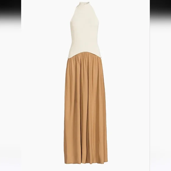 ANTHRO | $348 Solid & Striped Soglio Halter Mixed Media Contrast Maxi Dress - Picture 10 of 11